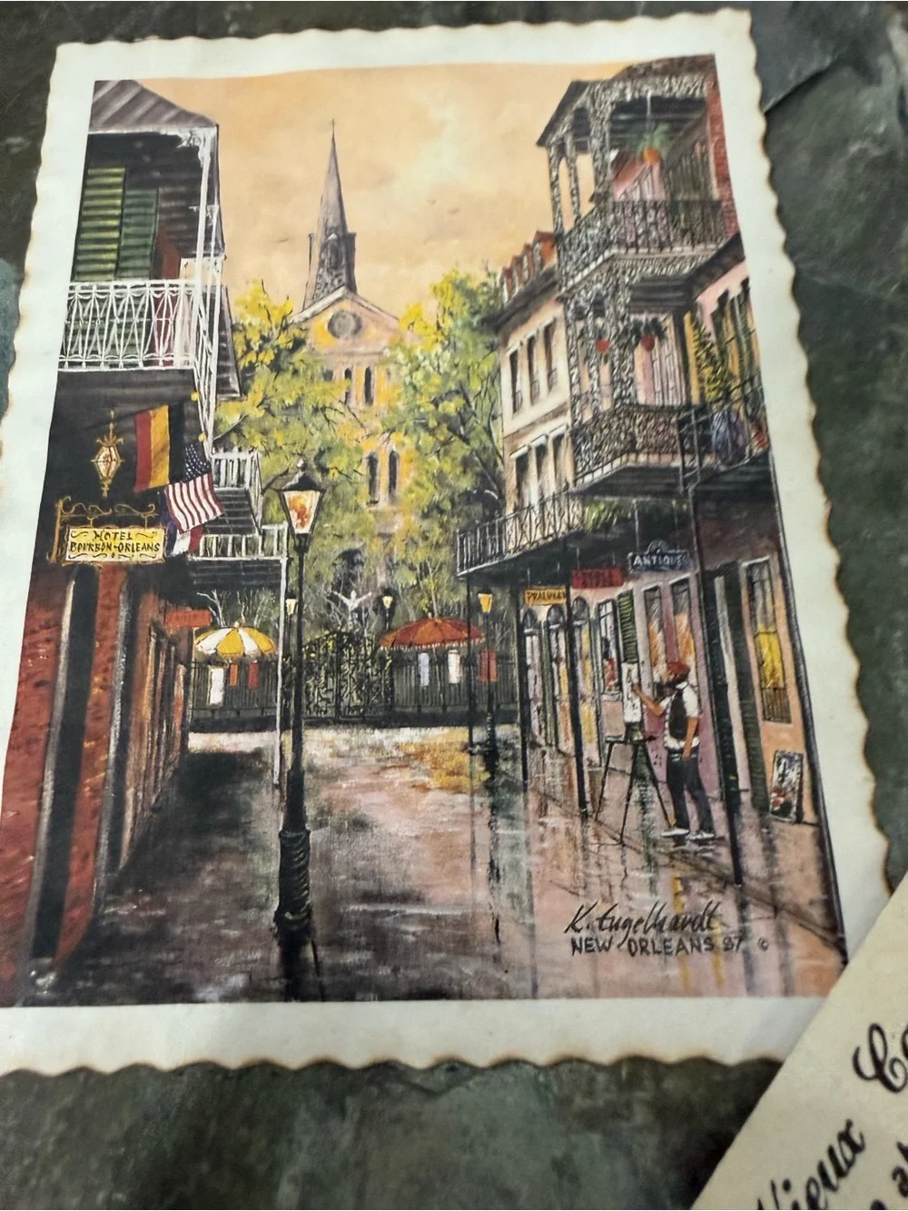Antique 175 Year Old Decorative Slate Wall Plaque New Orleans Vieux Carre’